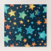 Niedlich leuchtende Sterne in blau Puzzle (Horizontal)