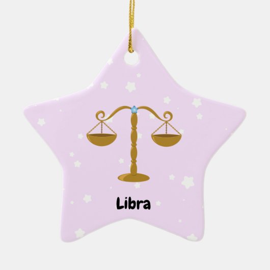 Niedlich Libra Round Star Keramik Ornament (Vorne)