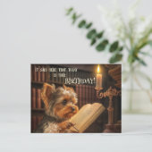 Niedlich Library Yorkshire Dog Birthday Postkarte (Stehend Vorderseite)