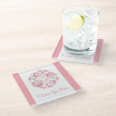 Niedlich Liebe du Mama Rosa Weiße Muttertag Glasuntersetzer (Schrägansicht)