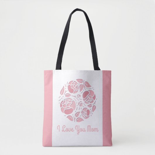 Niedlich Liebe du Mama Rosa Weiße Muttertag Tasche (Vorderseite)