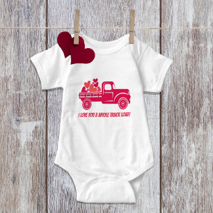 Niedlich Liebe ich dir ein LKW-Ladenherz Baby Strampler