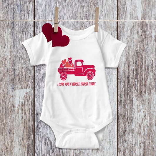 Niedlich Liebe ich dir ein LKW-Ladenherz Baby Strampler