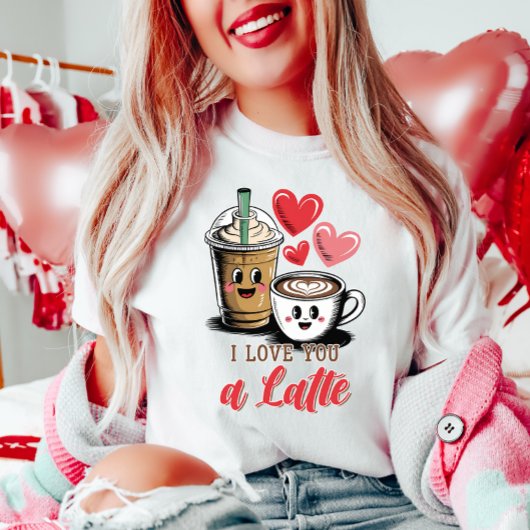Niedlich LIEBE ich dir einen Latte-Kaffee T-Shirt