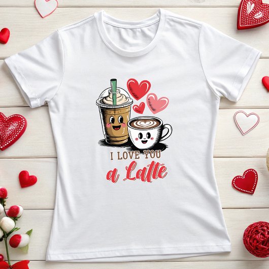 Niedlich LIEBE ich dir einen Latte-Kaffee T-Shirt
