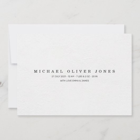 NIEDLICH | Liebende Geburtsankündigungskarte ・ Zit Ankündigung (Rückseite)