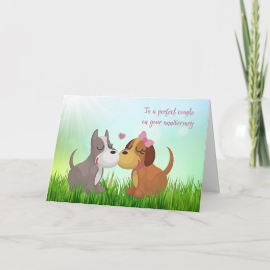 Niedlich liebende Hunde, Hochzeitstag Karte (Vorderseite)