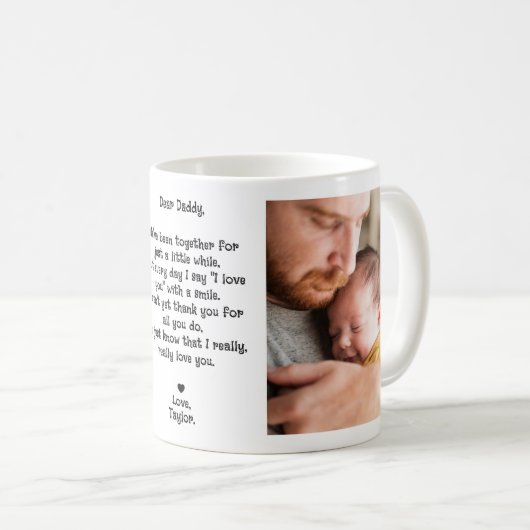 Niedlich Lieber Daddy Gedicht 2-Foto Kaffeetasse (VorderseiteRechts)