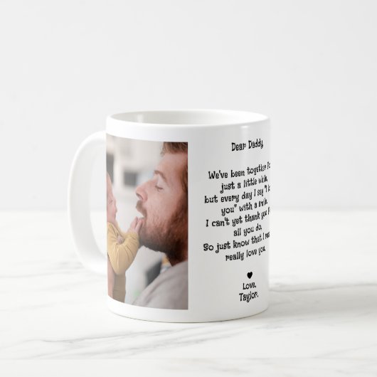 Niedlich Lieber Daddy Gedicht 2-Foto Kaffeetasse (Vorderseite Links)