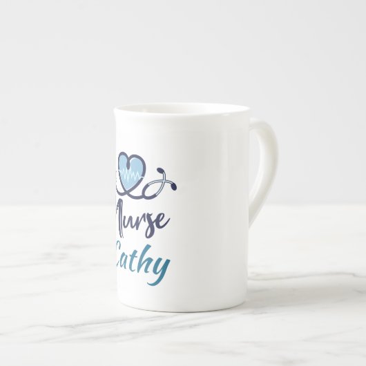 Niedlich Life Line Pflege eines blauen Herzens per Porzellantasse (Vorderseite Rechts)