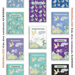 Niedlich Light Aquamarin Watercolor Dinosaurier Notizblock