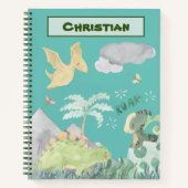 Niedlich Light Aquamarin Watercolor Dinosaurier Notizblock (Vorderseite)