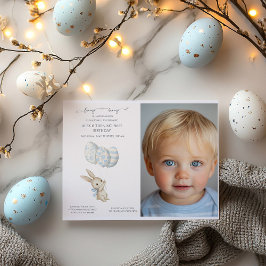 Niedlich Light Blue Baby Bunny 1. Geburtstag Einladung