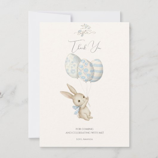 Niedlich Light Blue Baby Bunny Osterfest Dankeskarte (Vorderseite)