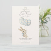 Niedlich Light Blue Baby Bunny Osterfest Einladung (Stehend Vorderseite)