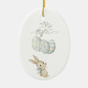 Niedlich Light Blue Baby Bunny Osterfest Keramik Ornament