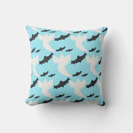 Niedlich Light Blue Ghosts Bats Halloween-Kissen Kissen (Vorderseite)
