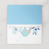 Niedlich Light Blue Illustration Baby Dusche Platzkarte (Außenseite Aufgefaltet)