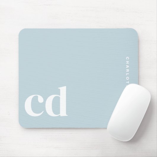 Niedlich Light Blue Monogram Initial Mousepad (Mit Mouse)