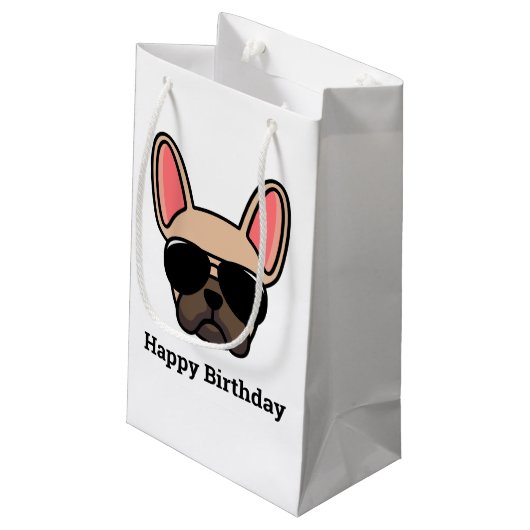 Niedlich Light Fawn French Bulldog Face Small Gift Kleine Geschenktüte (Rückseite Schrägansicht)