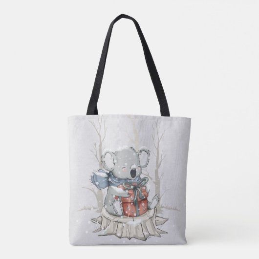 Niedlich Light Gray Koala Winter Schneefall Tasche (Rückseite)