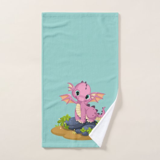 Niedlich Light Green Baby Dinosaurier Monogram Nam Badhandtuch Set (Handtuch)