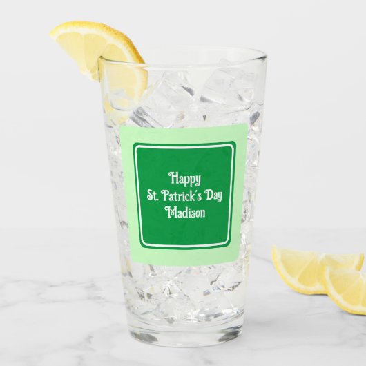 Niedlich Light Green Happy St Patricks Day Glass Glas (Vorderseite Ice)