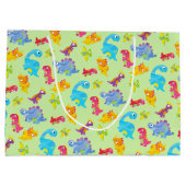 Niedlich Light Pastel Green Baby Dinosaur Geburtst Große Geschenktüte (Rückseite)