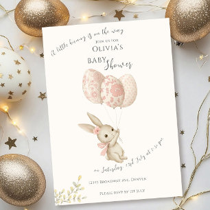 Niedlich Light Pink Baby Bunny Baby Dusche Einladung