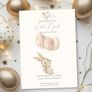 Niedlich Light Pink Baby Bunny Oaster Brunch Einladung