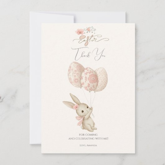 Niedlich Light Pink Baby Bunny Osterfest Dankeskarte (Vorderseite)