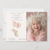 Niedlich Light Pink Baby Bunny Osterfest Einladung (Vorderseite)