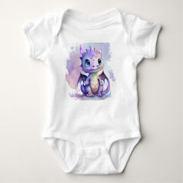 Niedlich Lila Baby Dragon Watercolor Baby Strampler