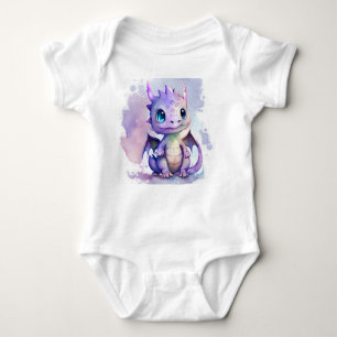 Niedlich Lila Baby Dragon Watercolor Baby Strampler