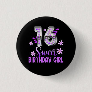 Niedlich Lila Black Sweet 16 Style I 16 th Birthda Button