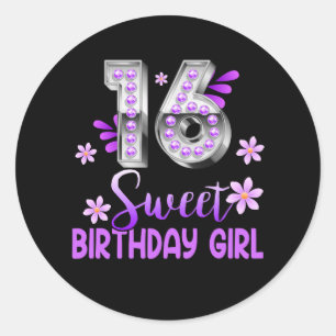 Niedlich Lila Black Sweet 16 Style I 16 th Birthda Runder Aufkleber