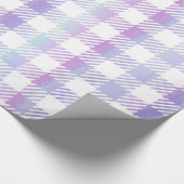Niedlich Lila Blue Iridescent Gingham Pattern Geschenkpapier (Ecke)