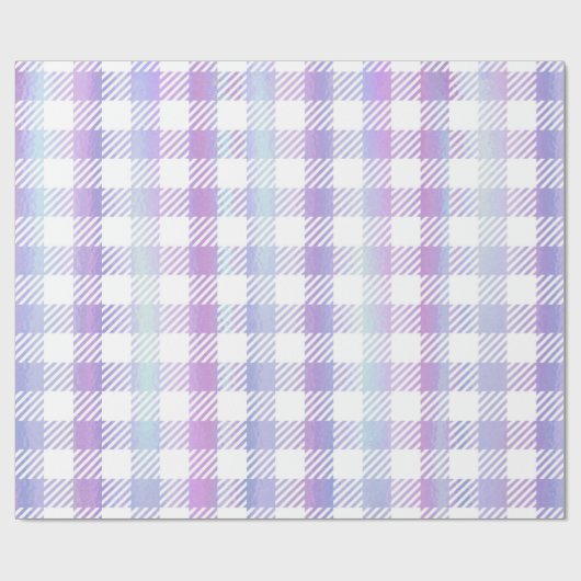 Niedlich Lila Blue Iridescent Gingham Pattern Geschenkpapier (Flach)