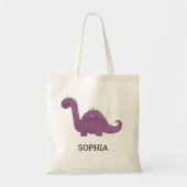 Niedlich Lila Dinosaurier Personalisiert Tote Bag Tragetasche (Vorne)