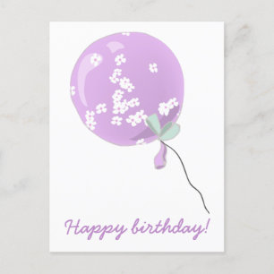 Niedlich Lila Floralballon - Kindergeburtstag Postkarte