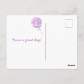 Niedlich Lila Floralballon - Kindergeburtstag Postkarte (Rückseite)