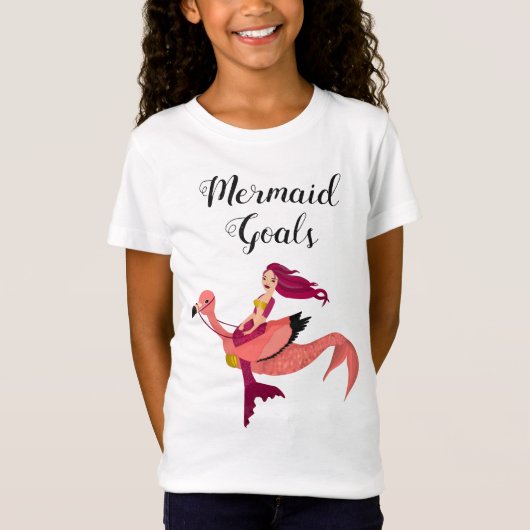 Niedlich Lila Girly Flamingo Mermaid Inspirational T-Shirt (Vorderseite)