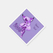 Niedlich Lila Meow Tiger Cat Napkins Serviette (Ecke)