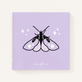 Niedlich-Lila-Moth-Notebook mit Namen Notizblock