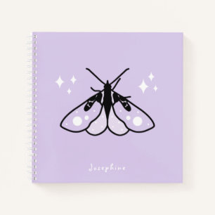 Niedlich-Lila-Moth-Notebook mit Namen Notizblock