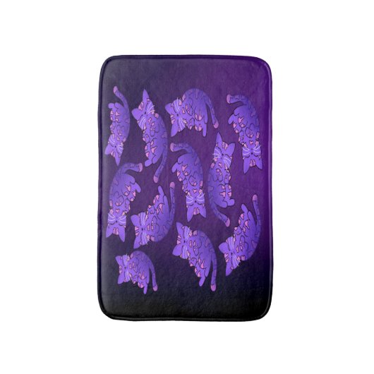 Niedlich Lila Neon Kitten Group Badematte (Vorderseite Vertikal)