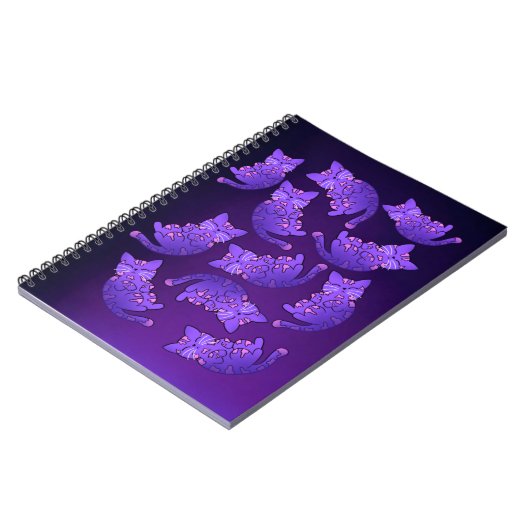 Niedlich Lila Neon Kitten Group Notizblock (Linke Seite)