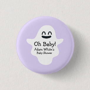Niedlich Lila Oh Baby! Ghost Halloween Baby Dusche Button