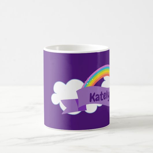 Niedlich Lila Regenbogen Hübsch Personalisiert Kaffeetasse (Mittel)