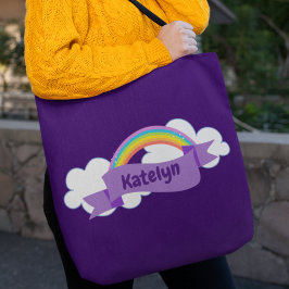 Niedlich Lila Regenbogen Personalisiert Tasche